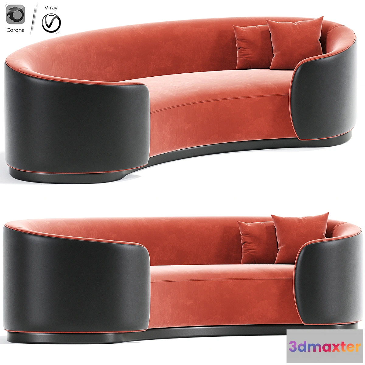 1448866 - Eden Rock Curve Sofa in Velvet 3D Max