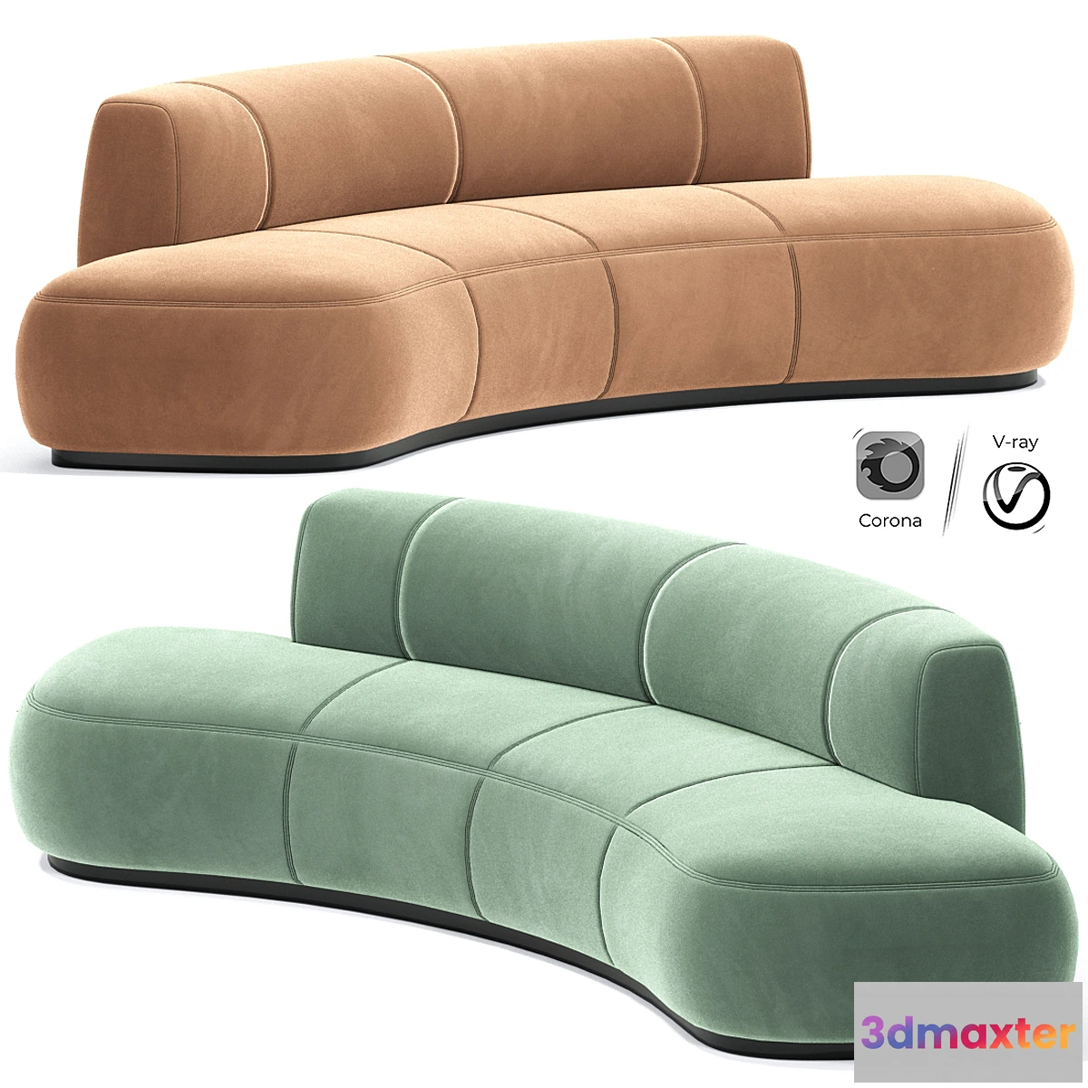1449058 - Morada Bubble Curved Fabric Sofa 3D Max
