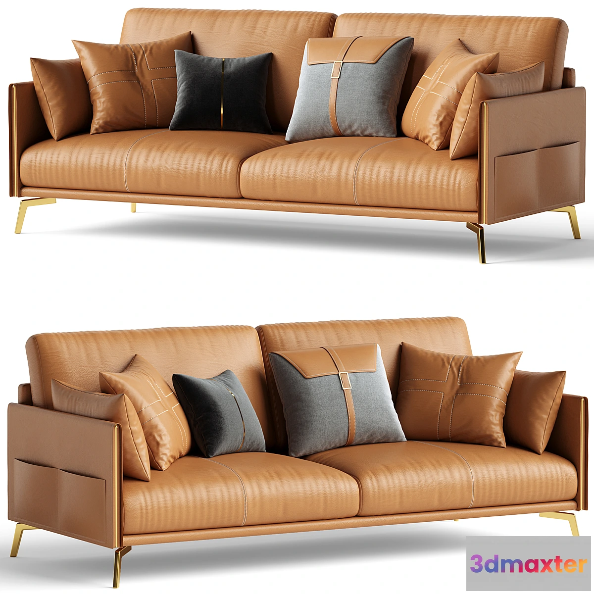 1449710 - Glamorous Brown Leather Sofa 3D Max