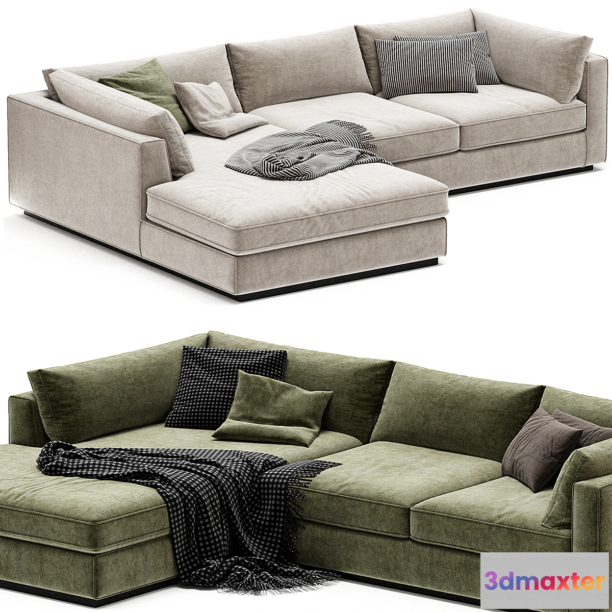 1452790 - Oceanside Deep 2 Piece Left Arm Bumper Sectional Sofa 3D Max