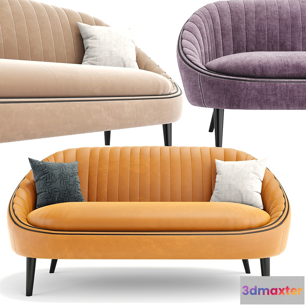 1454370 - Ether Padded Strip Sofa With Pillow 3D Max