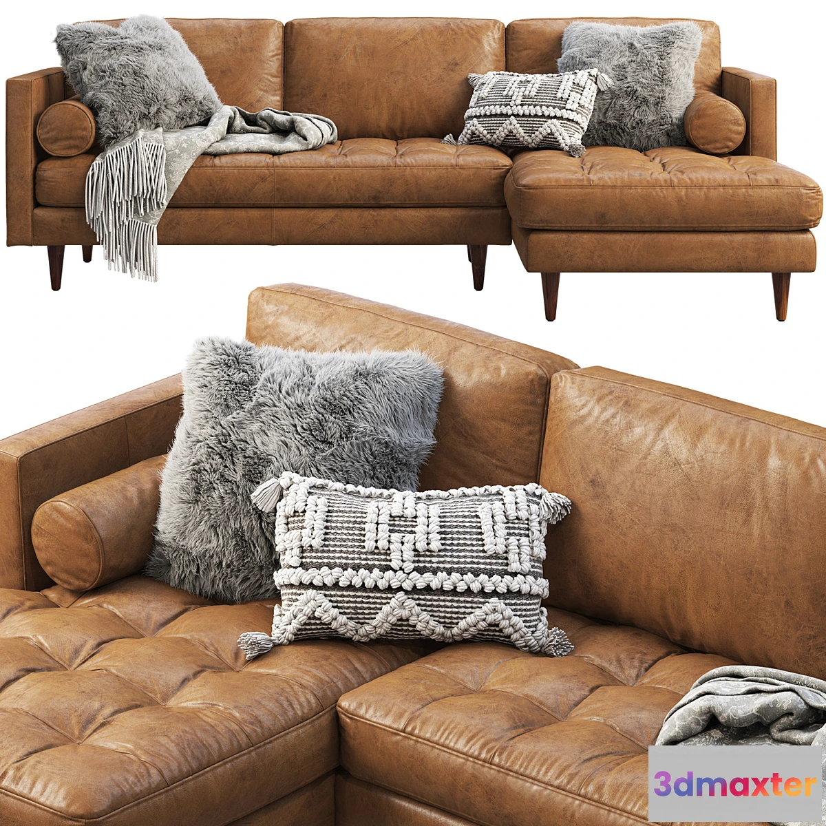 1457178 - Joybird Briar Leather Sectional Sofa 3D Max