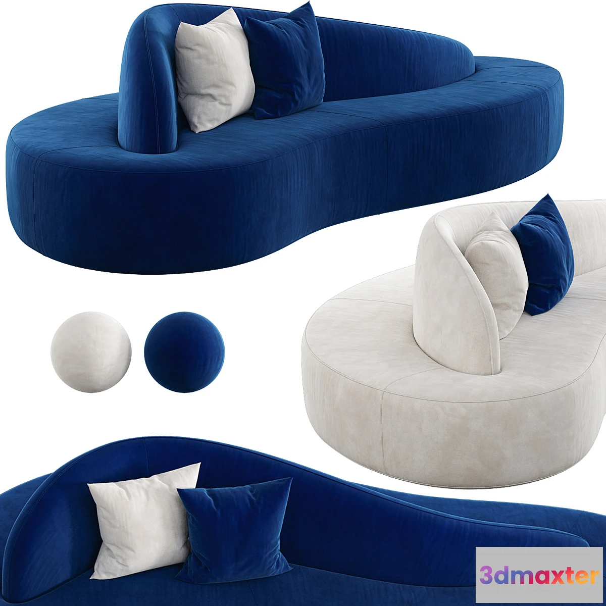 1457296 - Star Blue Double-Sided Sofa 3D Max