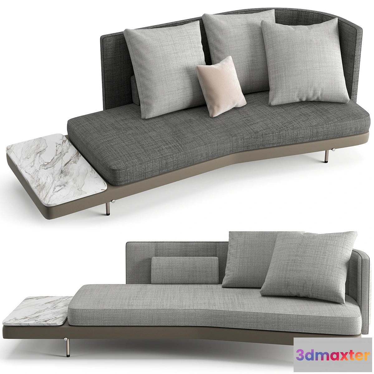 1461630 - Minotti Torii inclined sofa with top low high 3D Max