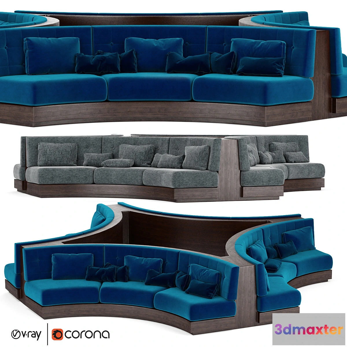 1463200 - Booth Seating Round Sofa for Luxury Restaurant Lounge Cafe 3D Max