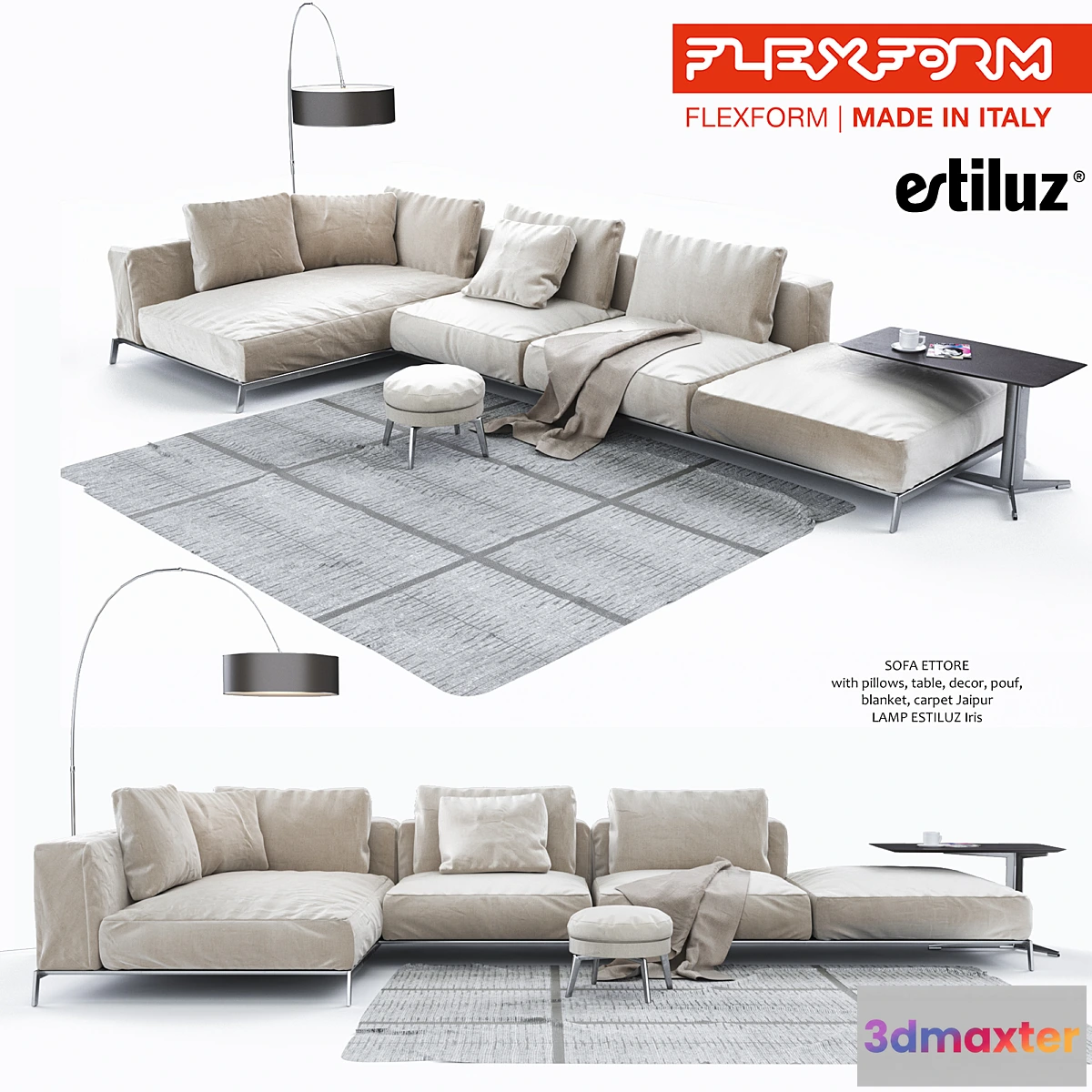 1463976 - Flexform Sofa with decor 3D Max