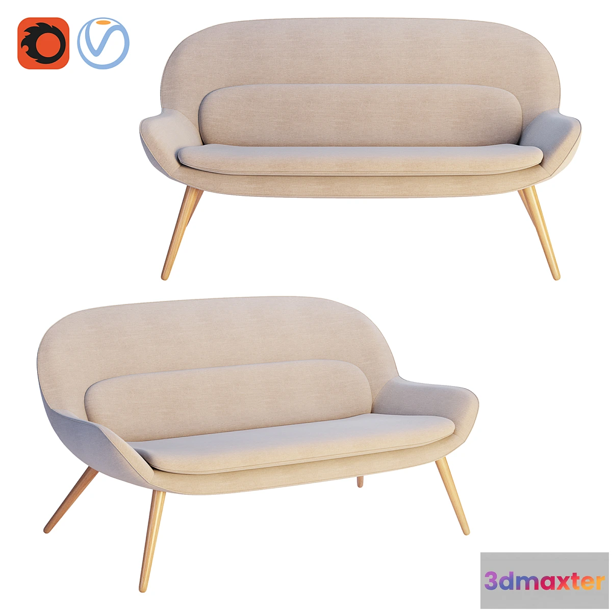 1466224 - Steelcase x Bolia - Philippa Two Seater Sofa 3D Max