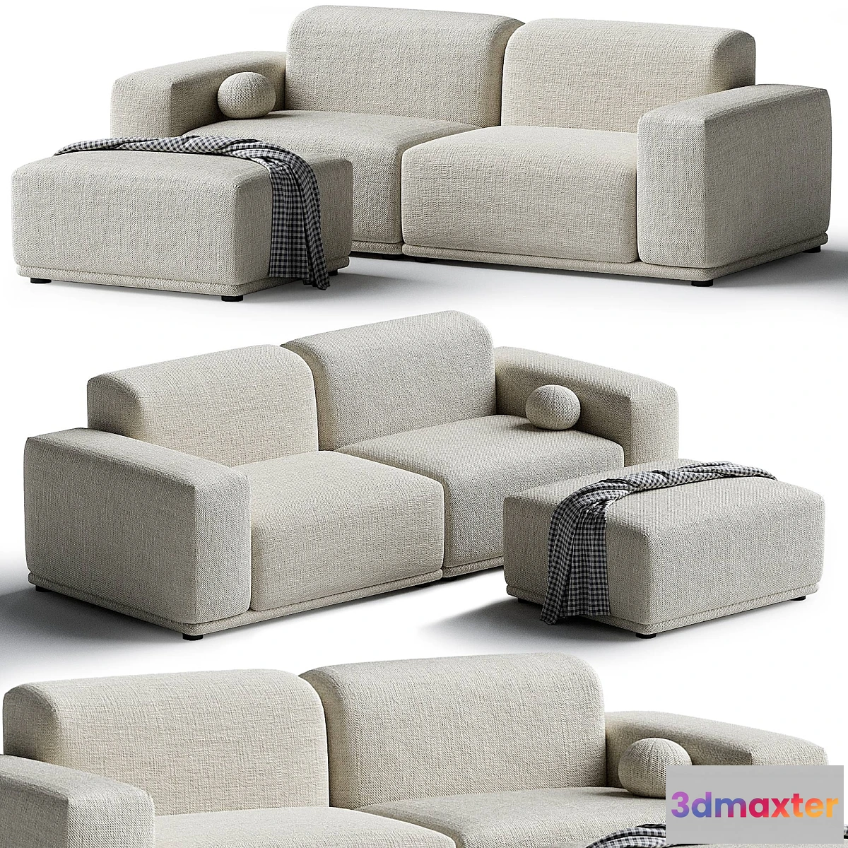 1467460 - Milan 3 Seater Sofa with Ottoman 3D Max