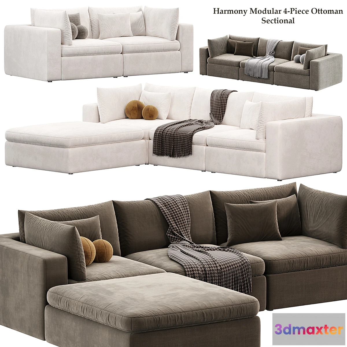 1475236 - Harmony Modular 4 Piece Ottoman Sectional Sofa by westelm 3D Max