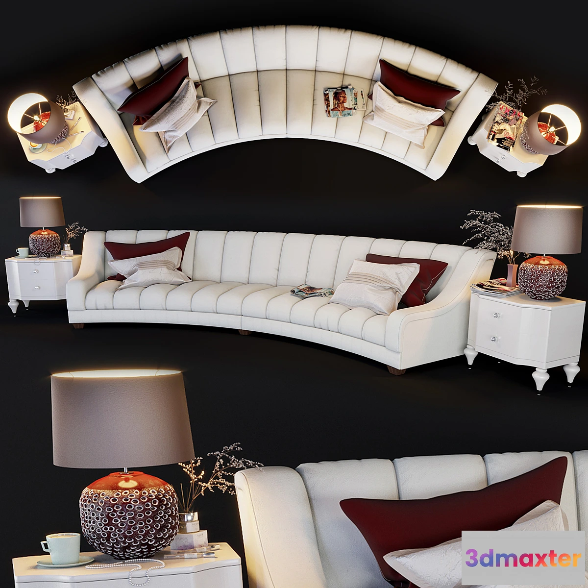 1477810 - Flair Edition Contemporary Curved Sofa 3D Max