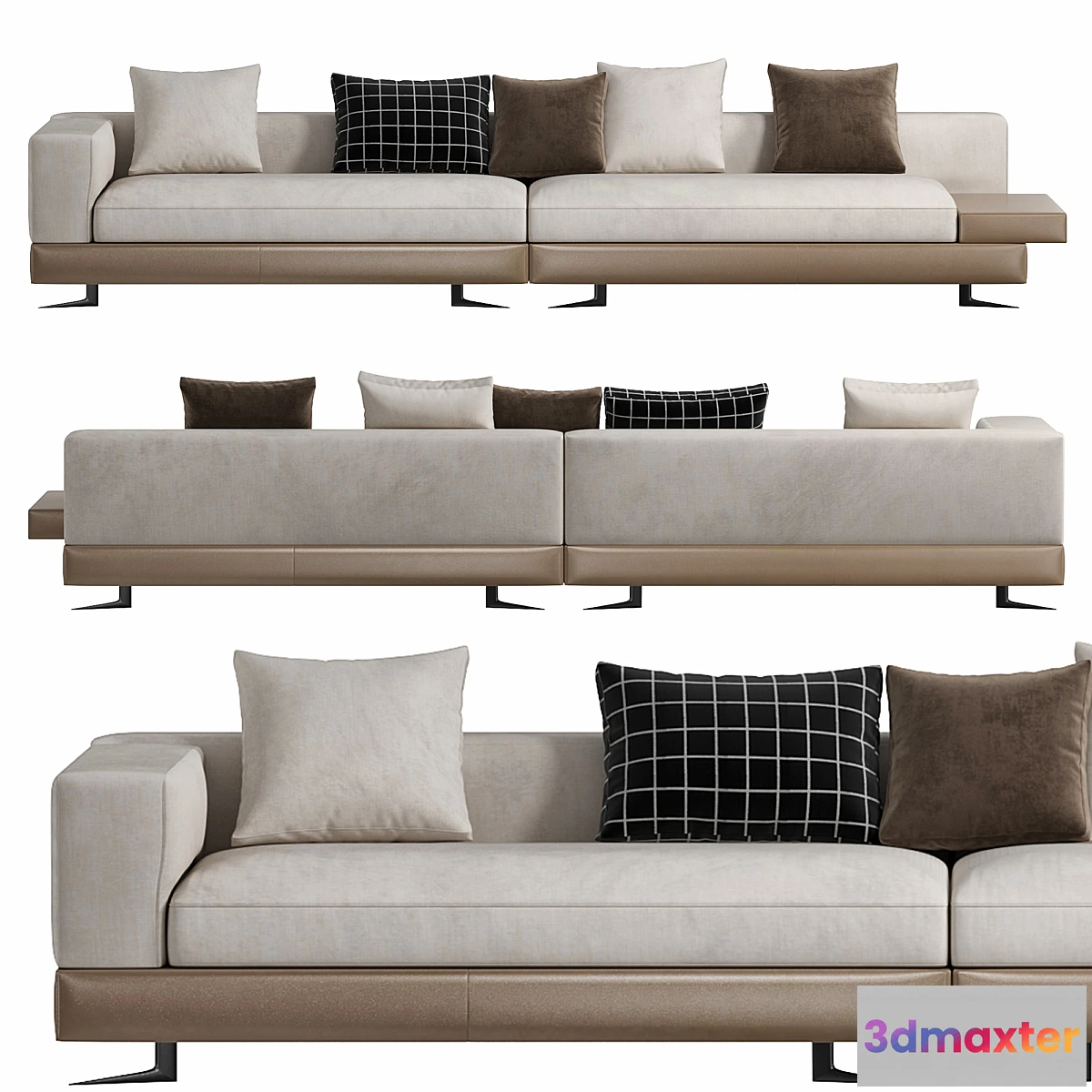 1477982 - White Saddle Hide Sofa by Minotti 3D Max