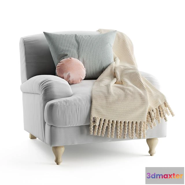 1539419 - Rose fabric armchair 3D Max