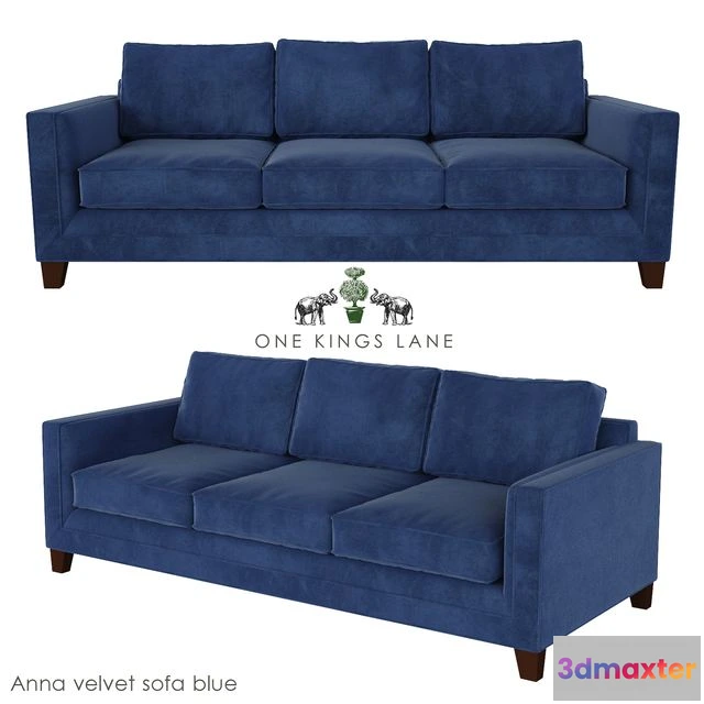 1540351 - Anna Velvet Sofa Blue 3D Max