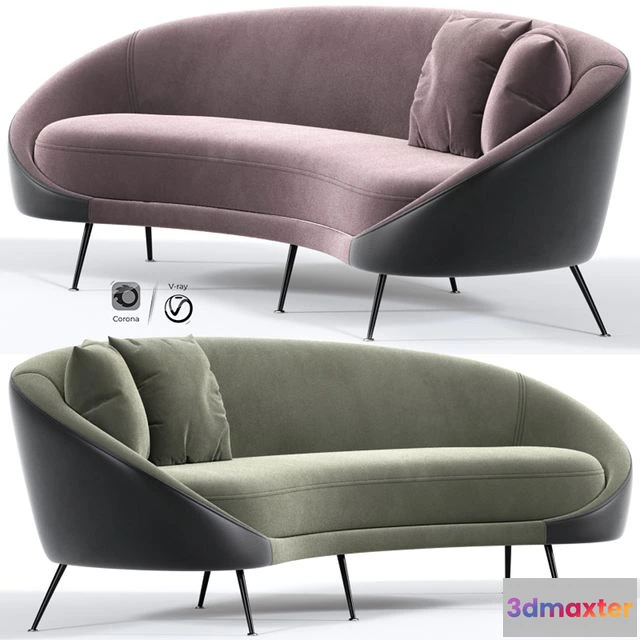 1547363 - Italian Mid Century Modern Curved Sofa 3D Max