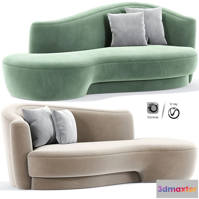 1550105 - Mid-Century Modern Sculptural Curved Sofa By Weiman 3D Max