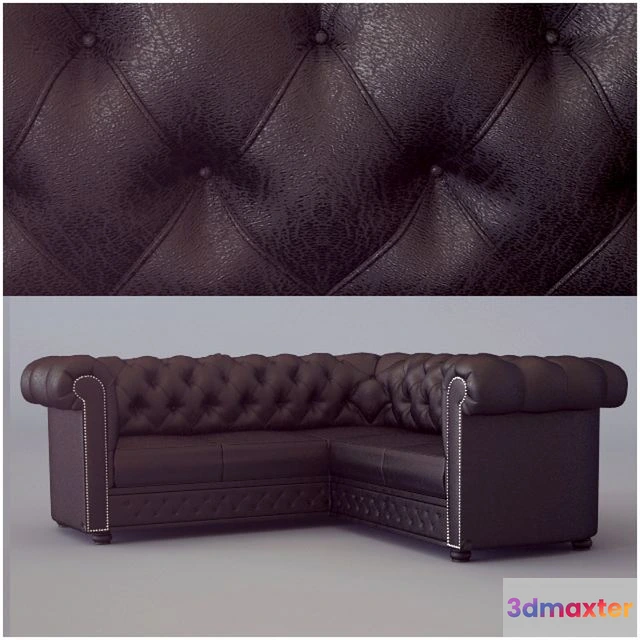 1553155 - Corner sofa Chesterfield Classic Corner Suite Antique Brown 3D Max