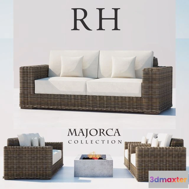 1555611 - RH RATTAN SOFA SET 3D Max