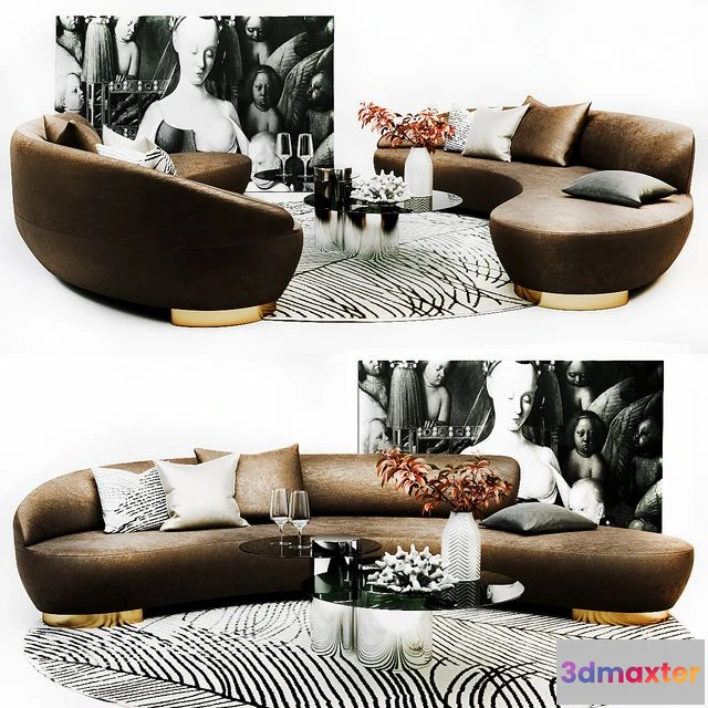 1556615 - Vladimir KAGAN Free Form Curved Sofa 3D Max
