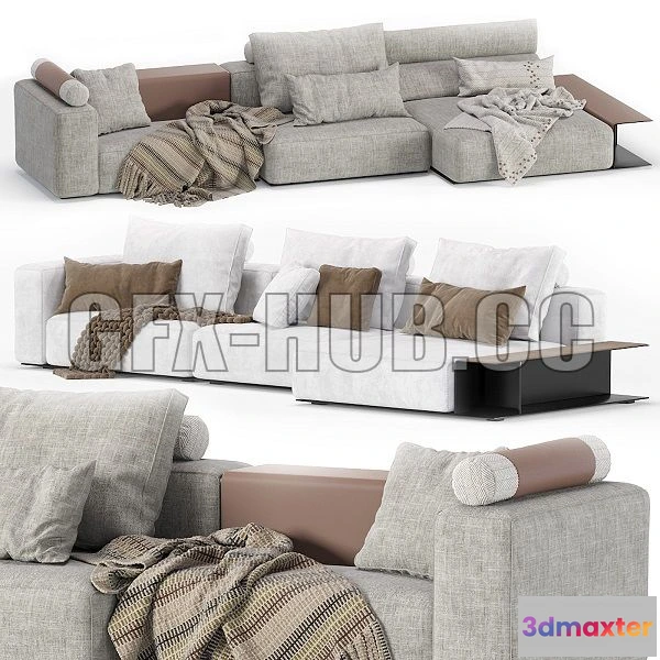 1556819 - Westside Modular Sofa Poliform 3 Seat 2 Version 3D Max