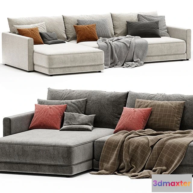 1557257 - Gather Deep 2 Piece Left Arm Wide Chaise Sectional Sofa 3D Max