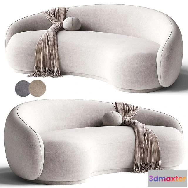 1558737 - Curved Sofa with plaid 3D Max