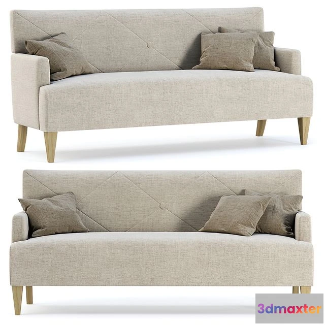 1563043 - HBF Brentwood Sofa with button back Triple sofa 3D Max