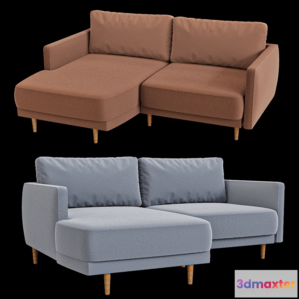 1633184 - KULT  - 3-seater fixed sofa with a daybed Rene 3D Max