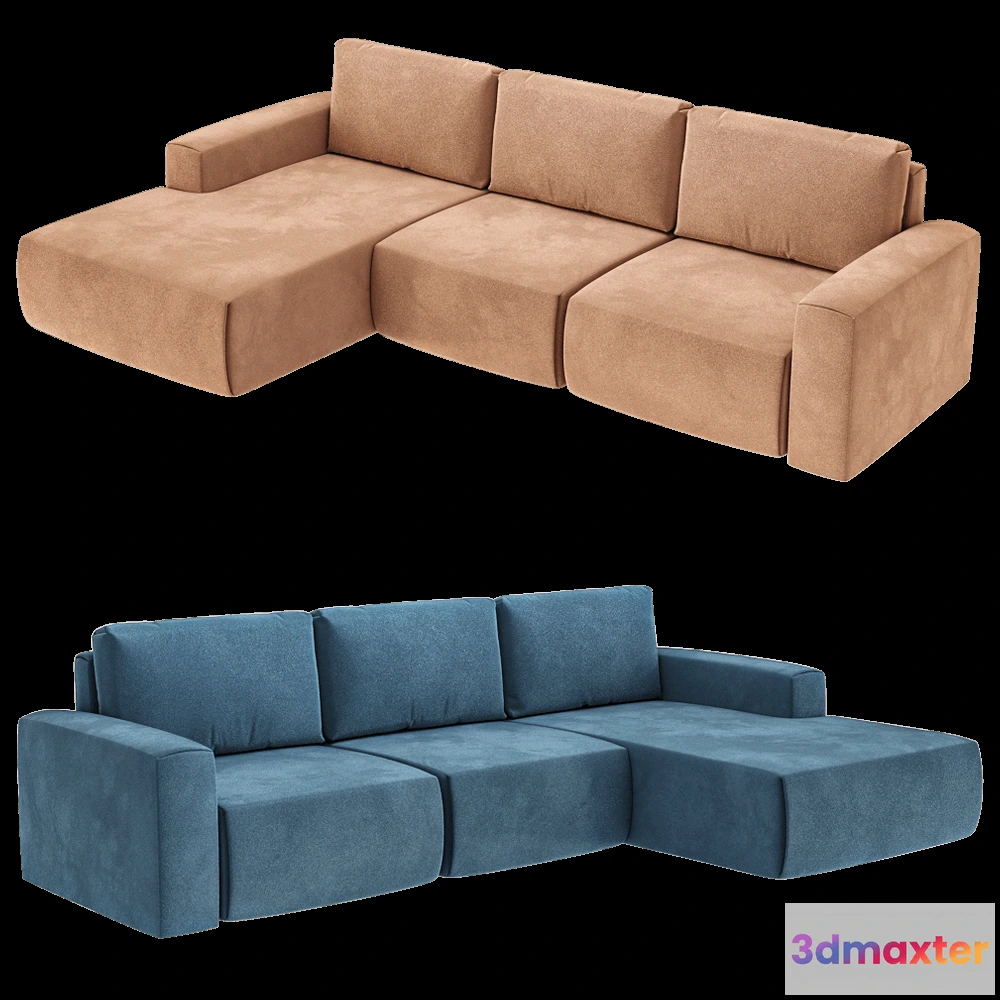 1633186 - KULT  - 4-seater sofa with daybed Aldo 3D Max