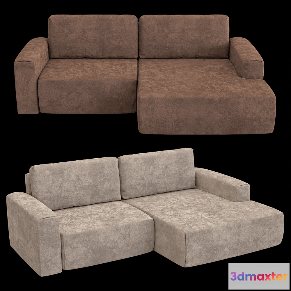1633190 - KULT  - 3-seater fixed sofa with daybed Aldo 3D Max