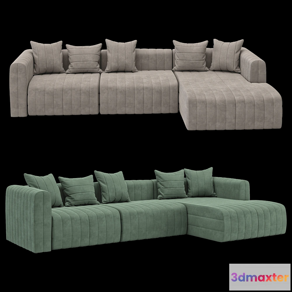 1633192 - KULT  - 4-seater fixed sofa with daybed Bardi 3D Max