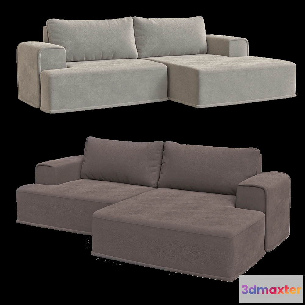 1633198 - KULT  - 3-seater fixed sofa with daybed Ruffo 2 3D Max