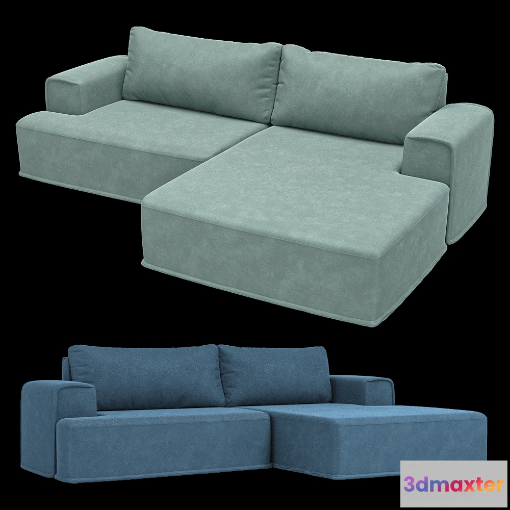 1633252 - KULT  - 3-seater fixed sofa with a daybed Ruffo 1 3D Max