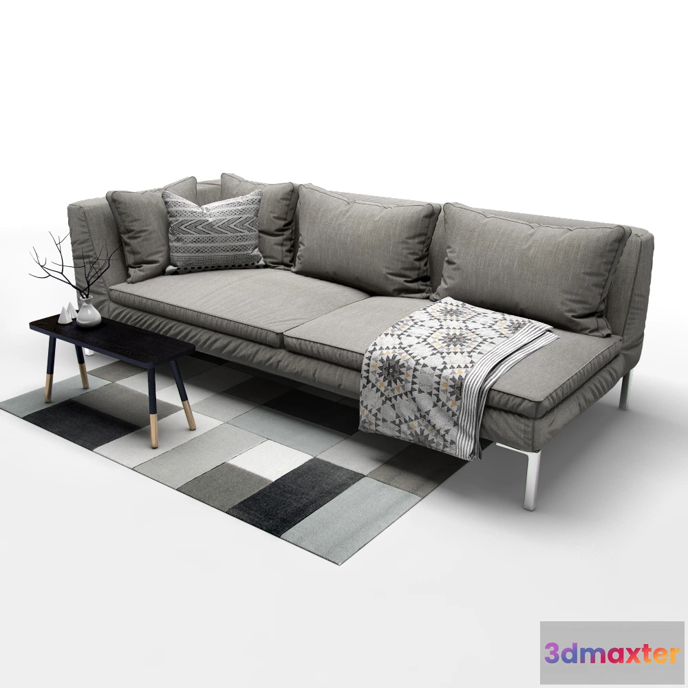 1634352 - furniture - Capitone gray sofa 07 3D Max