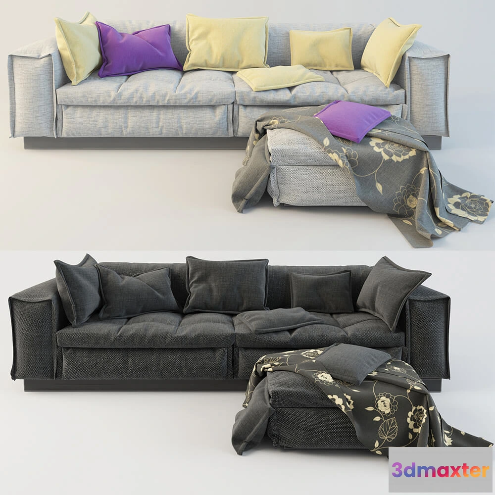 1636264 - furniture - Soft sofa with ottoman 3D Max