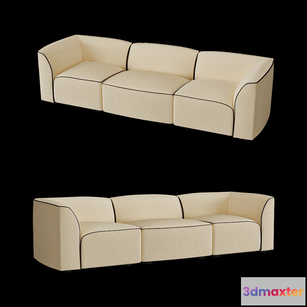 1636466 - Woud - Modular  3-seater sofa Flora 3D Max