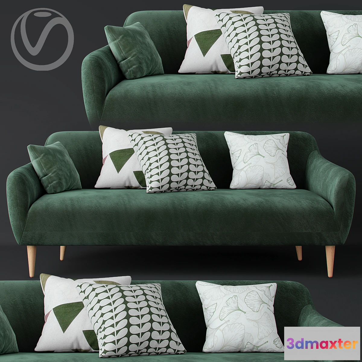 560623 - Macy Green Velvet Sofa
