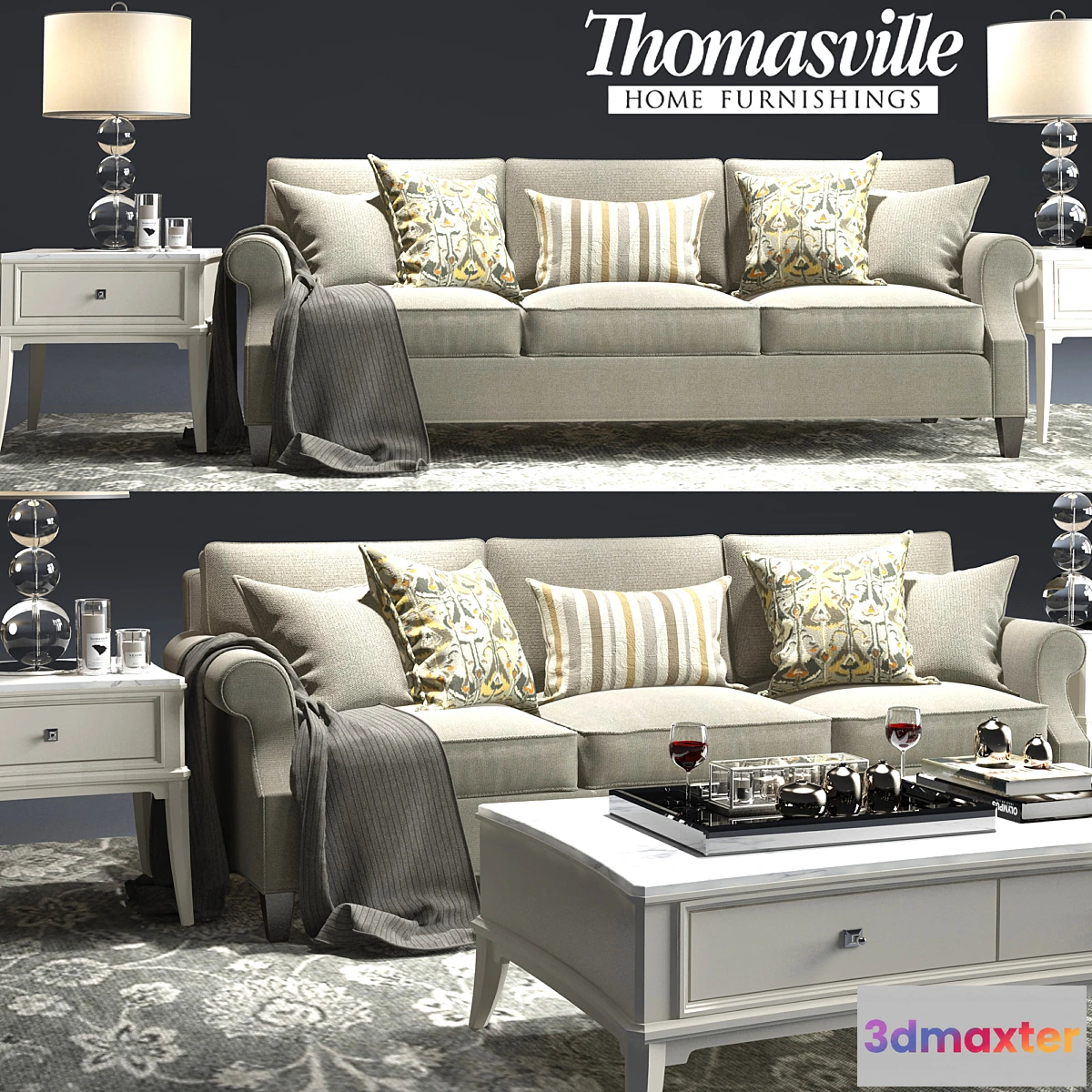 588938 - Thomasville_Tawny Sofa_Manuscript Cocktail Table