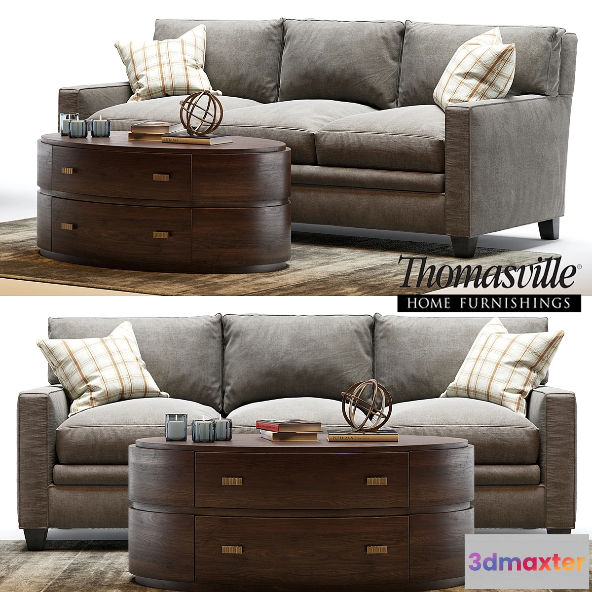 589318 - Thomasville mercer sofa and Andrew oval Cocktail table