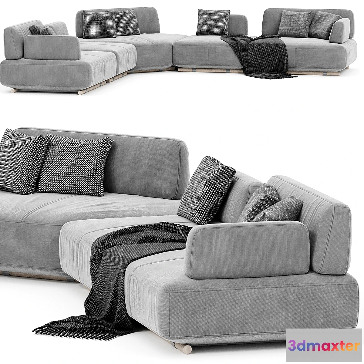 603569 - Natuzzi Italia Cava Sectional upholstered sofa