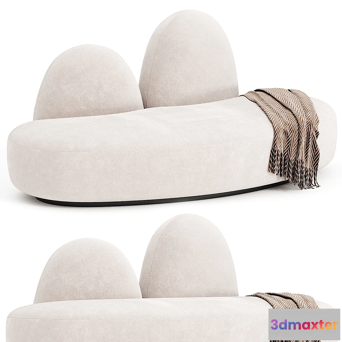 603971 - LAGU FUYU Curved 2 seater fabric sofa