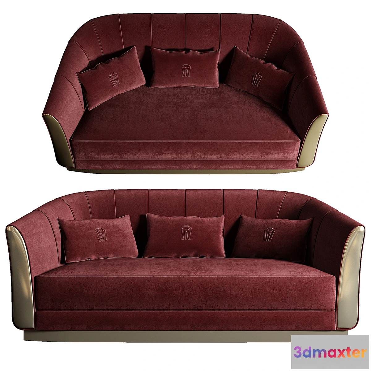 604397 - 37-Minotti Collezione Giglio Sofa-Red Velvet