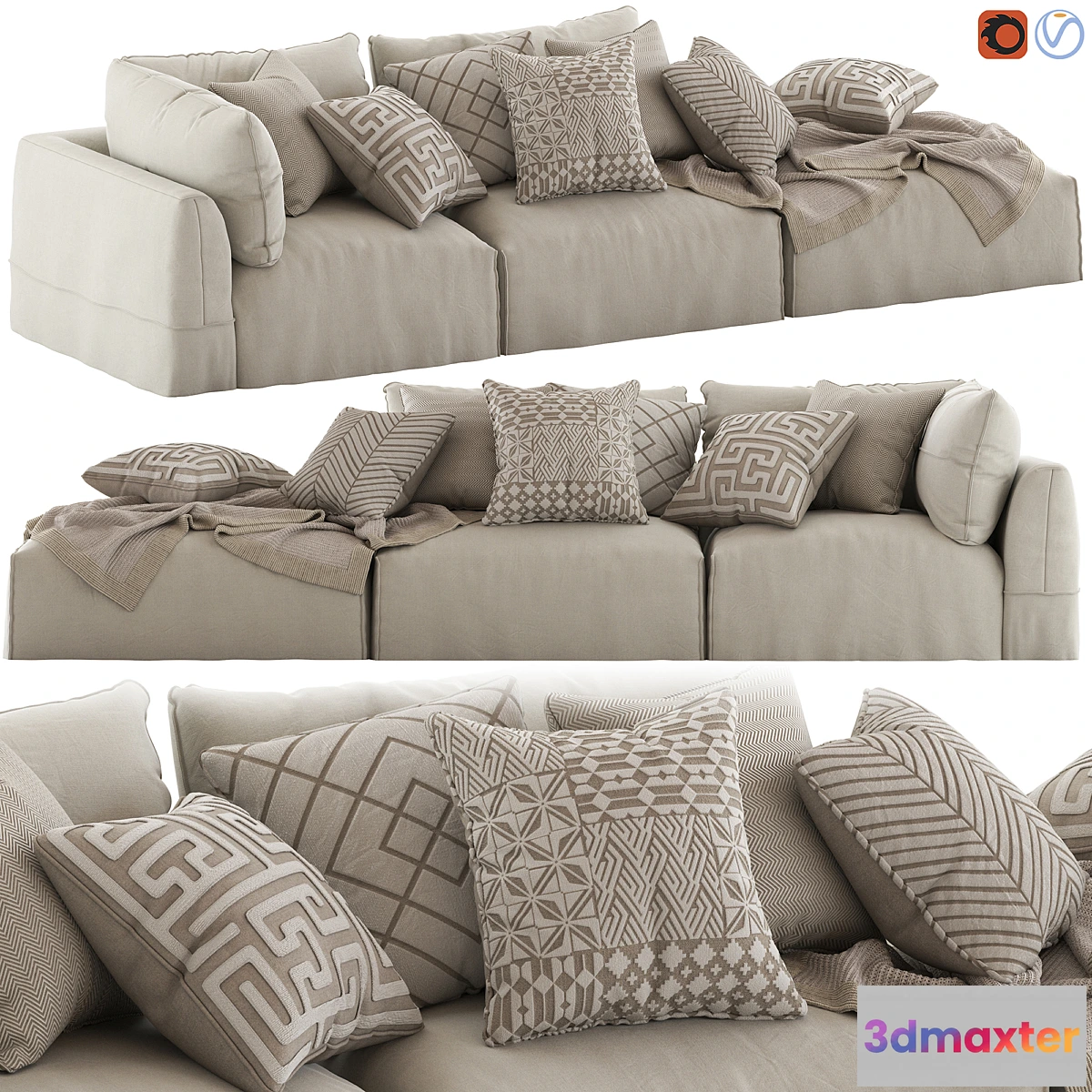 604683 - Globewest Cove Seamed Sofa beige