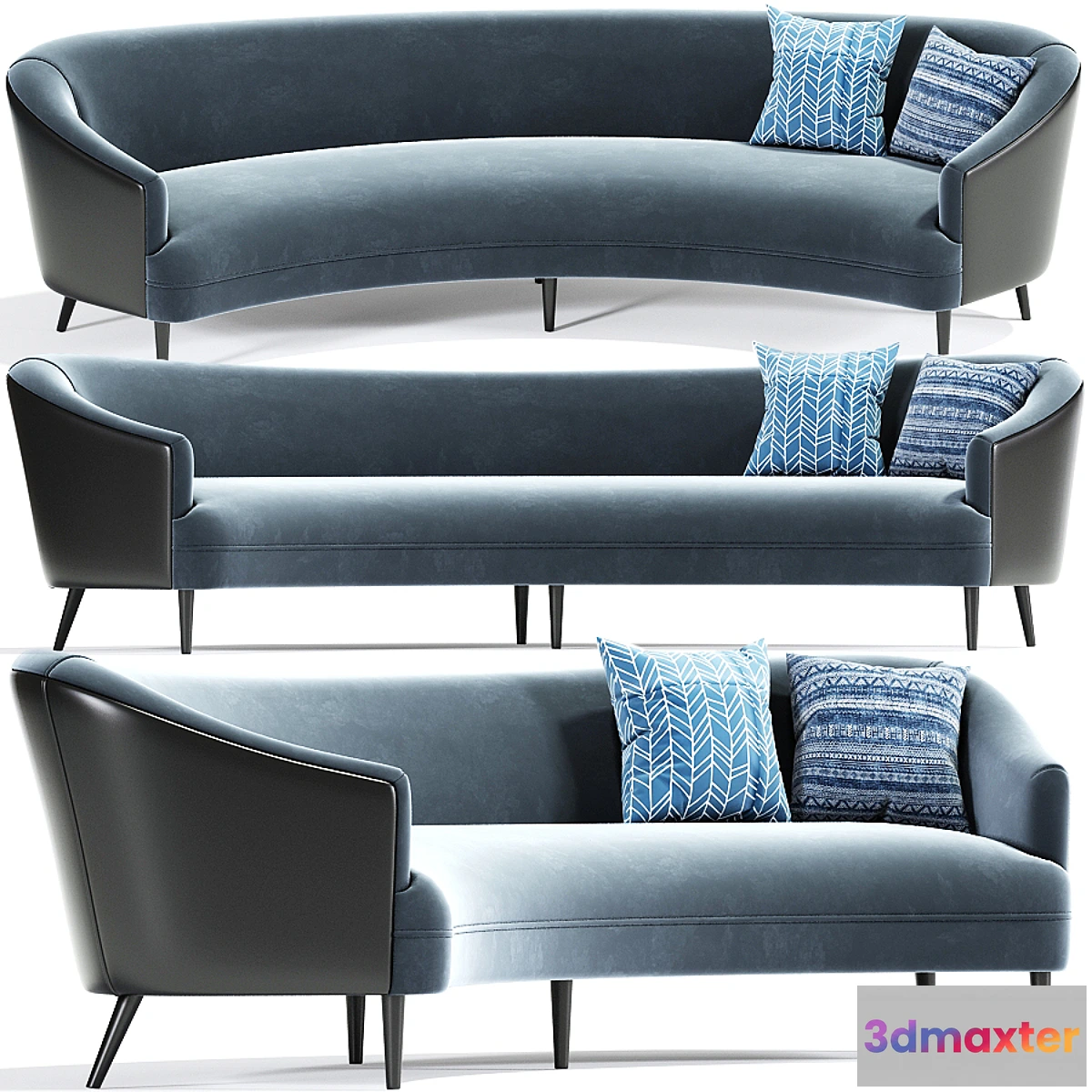604729 - Long Curve Sofa Mid Century With Pillow
