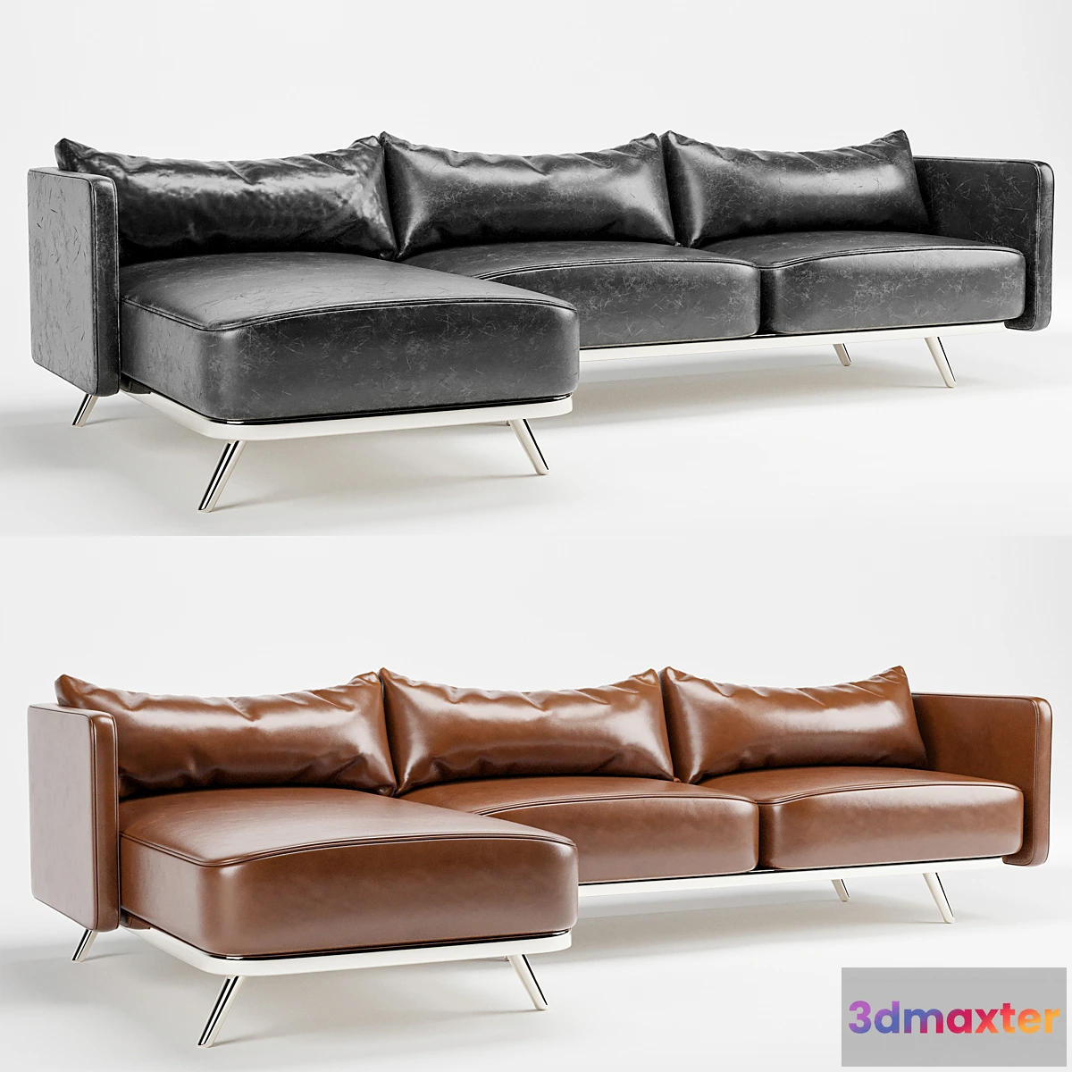 605361 - Black and Brown Leather sofa