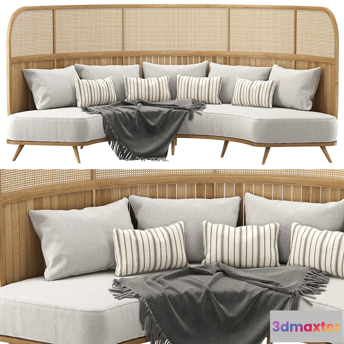 605569 - Garden round sofa R157 High back _ Semicircular sofa in rattan