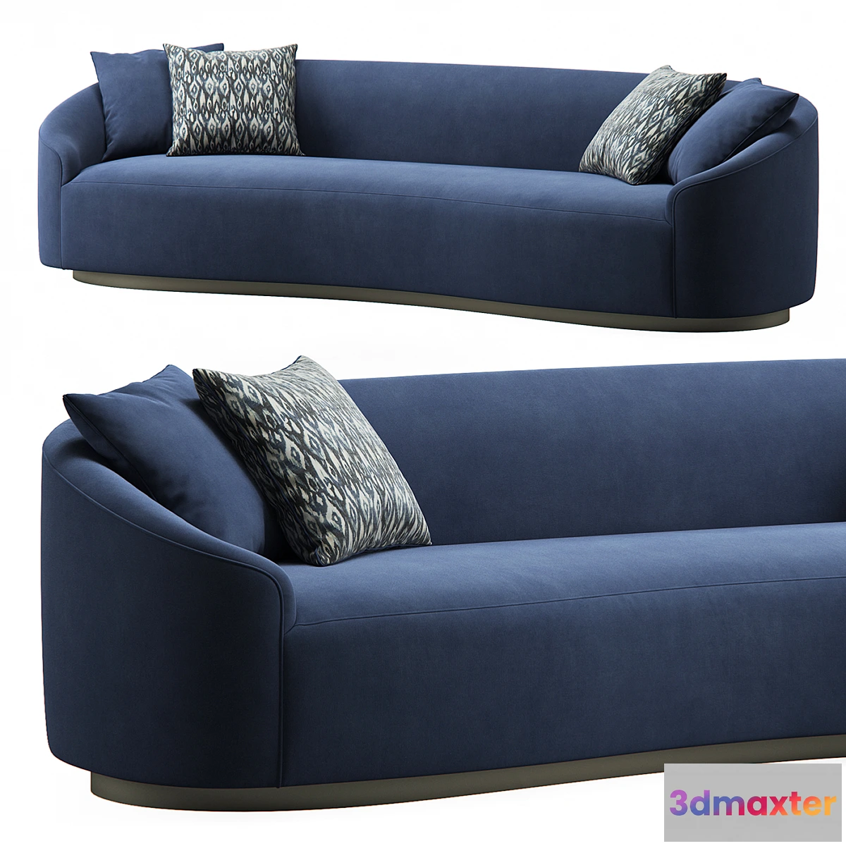 605655 - Turner Sofa Indigo Velvet Dark Walnut