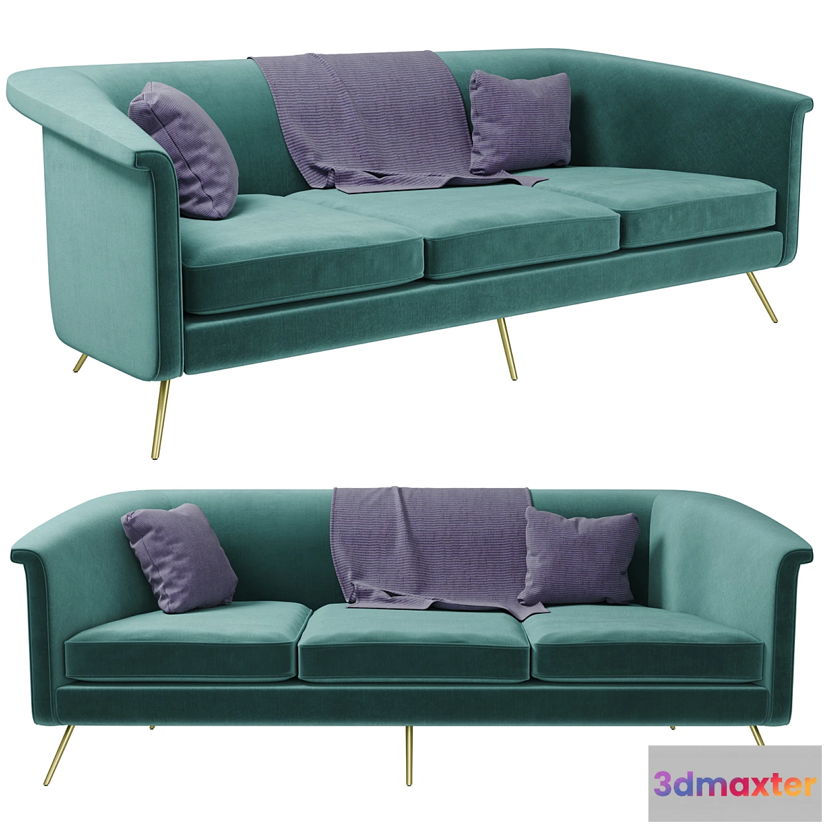 606267 - Vicente teal velvet sofa