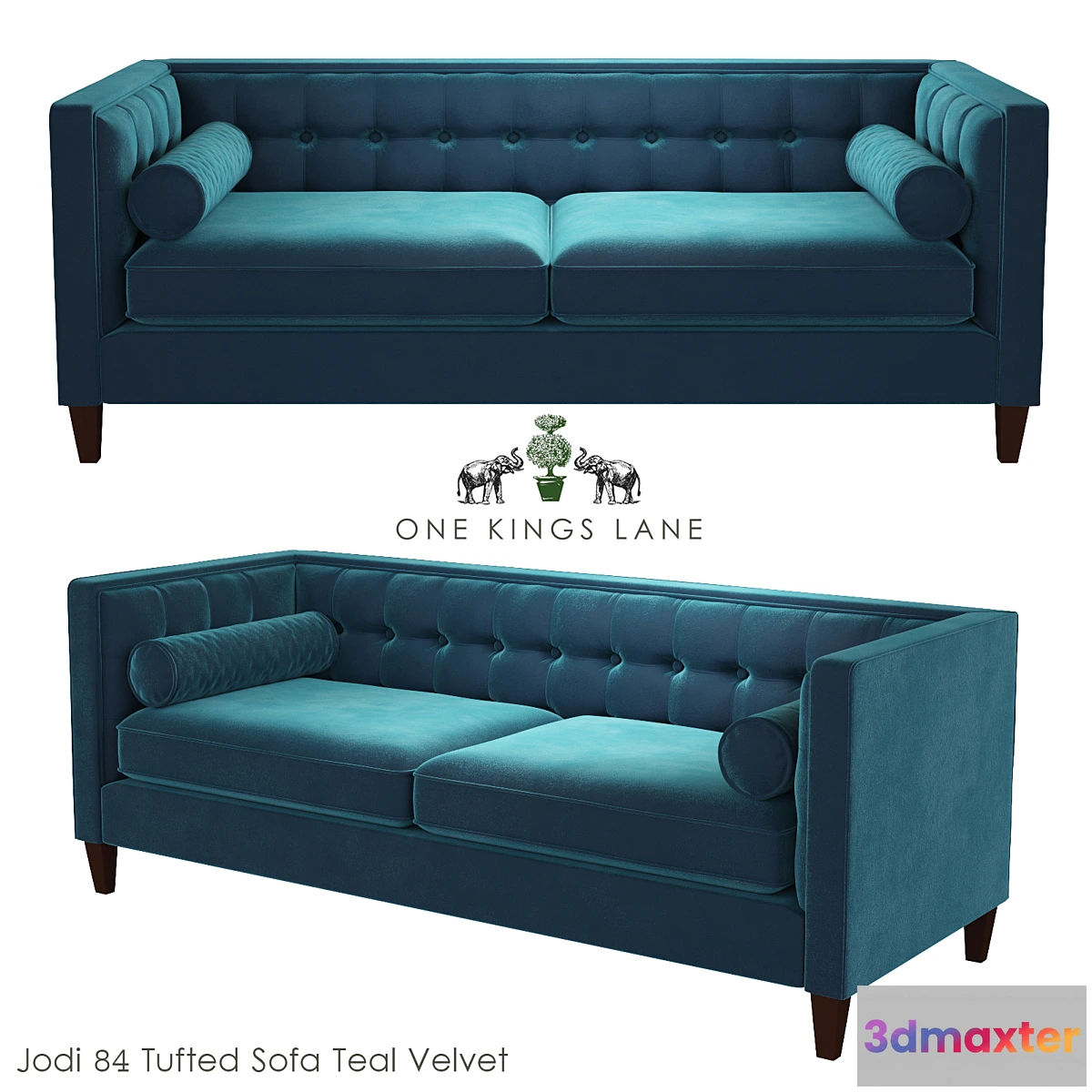 648225 - Jodi 84 Tufted Sofa Teal Velvet