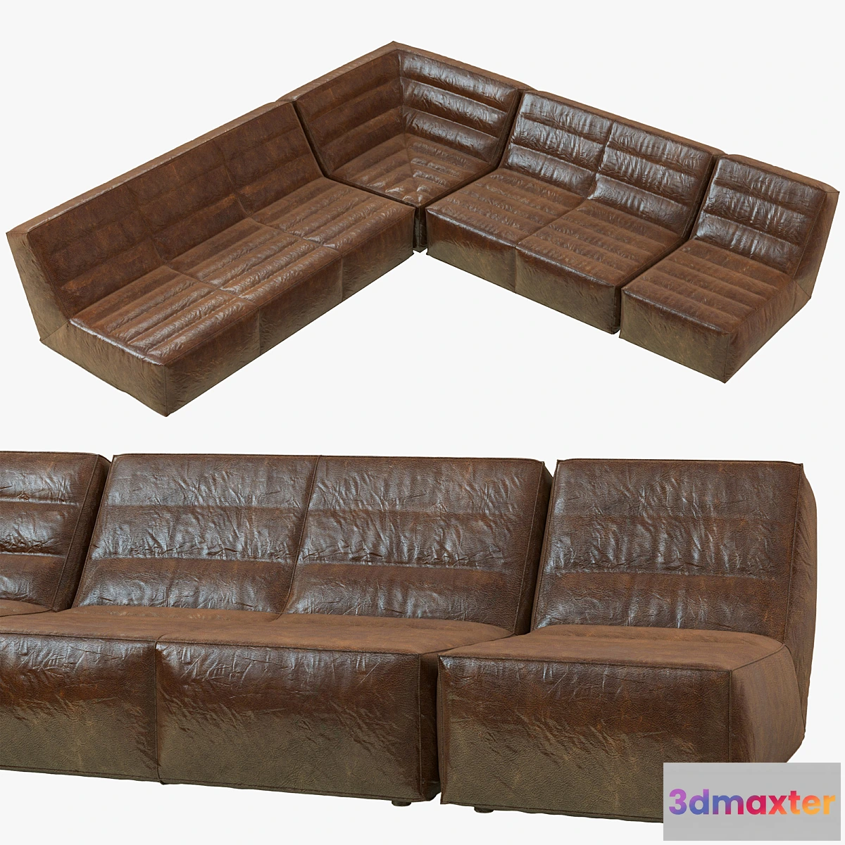 652537 - Restoration Hardware Chelsea Leather Square Corner Sectional