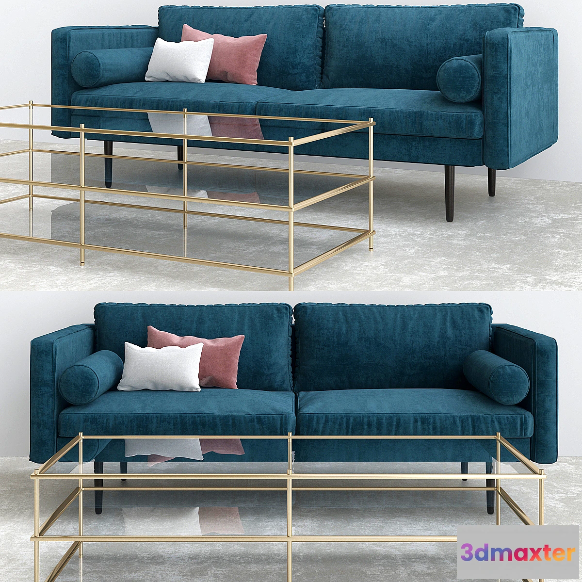 662263 - Monroe Mid Century Sofa Celestial Blue